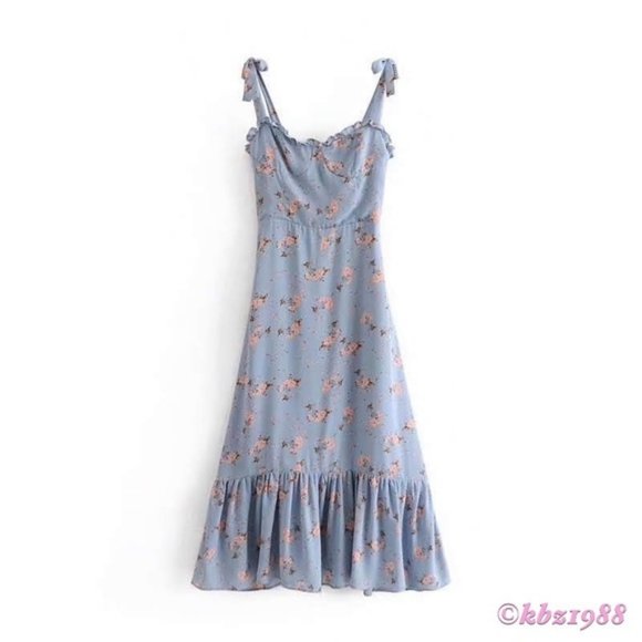 REFORMATION Nikita Blue Midi Dress Avignon Floral - Picture 4 of 16